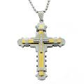 Two-tone Stainless Steel Cubic Zirconia Multi-layer Cross Necklace