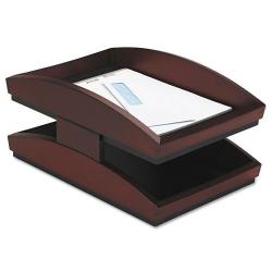 Rolodex Executive Woodline II Two-tiered Desk Mahogany-finish Tray