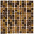 SomerTile 12x12-in Cuivre 1-in Amber Translucent Glass Mosaic Tile (Case of 13)
