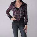 Love Change Junior's Plaid Zip Front Bomber Jacket