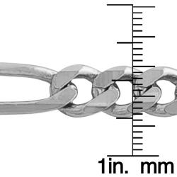 14k White Gold Solid 20-inch Figaro Link Necklace (9.6 mm)