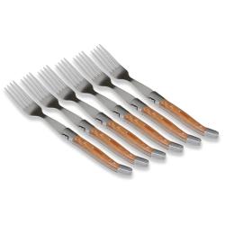 Laguiole Select Natural Pakka Wood 6-piece Steak Fork Set