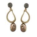 Antique Goldtone Bronze-colored Shell Earrings