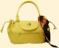 Vecceli Ostrich Embossed Mustard Satchel