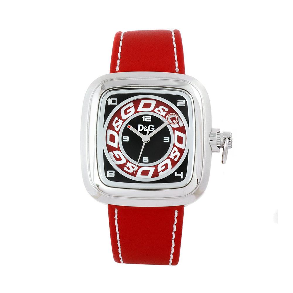 Dolce & Gabbana Mens Cherokee Red Leather White Stitch Watch 