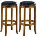 Jackson Bicast Leather Dark Oak Swivel Bar Stools (Set of 2)