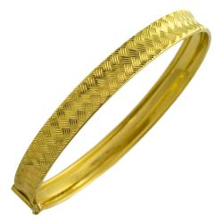 Fremada 14k Yellow Gold Diamond-cut Basket Weave Bangle Bracelet