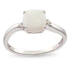 10k White Gold Opal and Diamond Fashion Ring