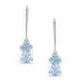10k White Gold Blue Topaz and Diamond Accent Earrings