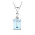 Sterling Silver Blue Topaz and Diamond Accent Necklace (H-I, I3)