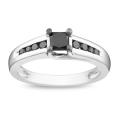 Miadora Sterling Silver 1/2ct TDW Black Diamond Ring
