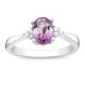 Sterling Silver Amethyst and Diamond Accent Ring