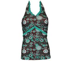 Divinita Sole Women's Starburst Floral Ruffle Swimsuit Halter Top