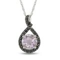 10k Gold Rose de France and 1/5ct TDW Black Diamond Necklace