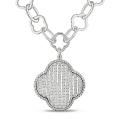 18k White Gold 1ct TDW Diamond Flower Necklace (G-H, SI1-SI2)