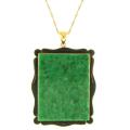 Mason Kay 14k Yellow Gold Green Jadeite and Onyx Tablet Necklace