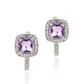 Glitzy Rocks Sterling Silver 1 3/5ct TGW Amethyst and Diamond Square Earrings