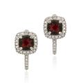 Glitzy Rocks Sterling Silver Garnet and Diamond Accent Square Earrings