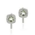 Glitzy Rocks Sterling Silver Green Amethyst and Diamond Accent Square Earrings