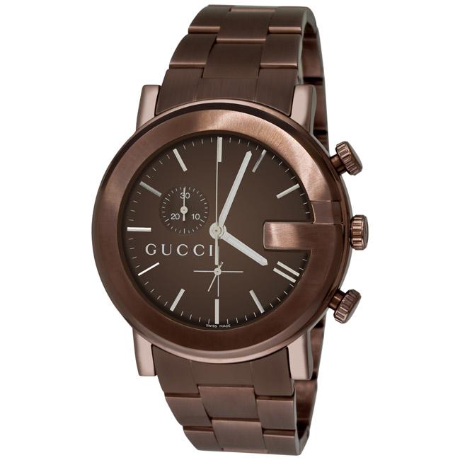 Gucci Men's '101 GChrono' Brown Face Chronograph Watch 13350315 Shopping