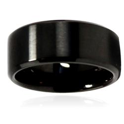 Black Stainless Steel Wide Men's Ring