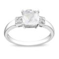 Sterling Silver Created White Sapphire and Diamond Ring 
