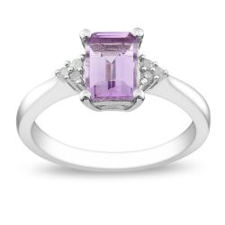 Sterling Silver Amethyst and Diamond Fashion Ring 