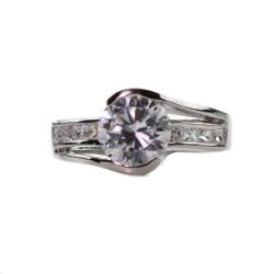 Silvertone Cubic Zirconia Twist Ring