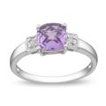 Sterling Silver Amethyst and Diamond Accent Ring