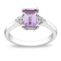 Sterling Silver Amethyst and Diamond Fashion Ring