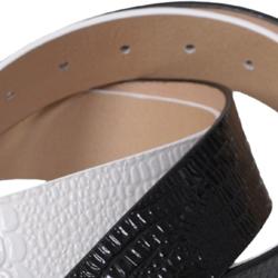 Journee Collection Women's Croc Print Rhinestone Buckle Leather Belt