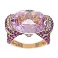 Dyach 14k Gold Kunzite, Pink Sapphire and 1/3ct TDW Diamond Ring (I-J, I1-I2)