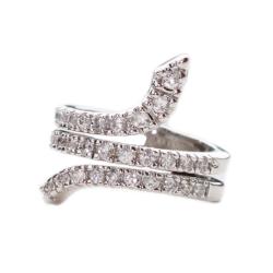 NEXTE Jewelry Silvertone Clear Cubic Zirconia Snake Figure Ring