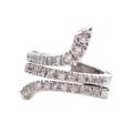 Silvertone Clear Cubic Zirconia Snake Figure Ring