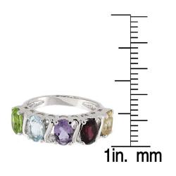 Sterling Silver Multi-gemstone 'S' Design Ring (Size 7)
