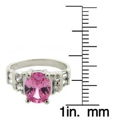 Sterling Silver Pink and White Cubic Zirconia Ring (Size 7)