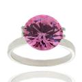 Sterling Silver Pink Cubic Zirconia Ring (Size 8)