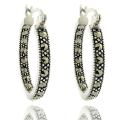 Sterling Silver Marcasite Hoop Earrings
