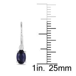 10k White Gold Created Sapphire and Diamond Earrings