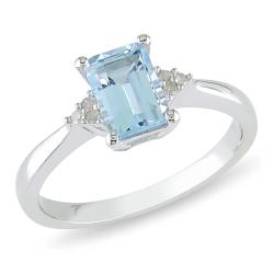 Miadora Sterling Silver Blue Topaz and Diamond Accent Ring