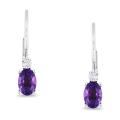 10k White Gold Amethyst and Diamond Earrings
