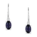 10k White Gold Created Sapphire and Diamond Earrings