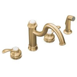 Kohler K-12231-BV Vibrant Brushed Bronze Fairfax High Spout Kitchen Sink Faucet With Matching Sidespray And Lever Handles
