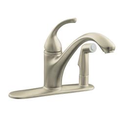 Kohler K-10413-BN Vibrant Brushed Nickel Forte Single-Control Kitchen Sink Faucet With Sidespray In Escutcheon And Lever Handle