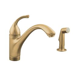 Kohler K-10416-BV Vibrant Brushed Bronze Forte Single-Control Kitchen Sink Faucet With Sidespray And Lever Handle
