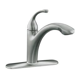 Kohler K-10433-VS Vibrant Stainless Forte Single-Control Pullout Kitchen Sink Faucet With Color-Matched Sprayhead And Lever Hand