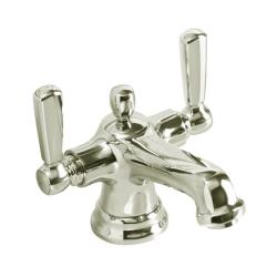Kohler K-10579-4-SN Vibrant Polished Nickel Bancroft Monoblock Lavatory Faucet With Escutcheon And Metal Lever Handles