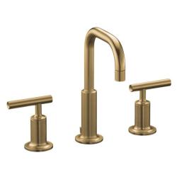 Kohler K-14406-4-BV Vibrant Brushed Bronze Purist Widespread Lavatory Faucet With Low Gooseneck Spout And Low Lever Handles