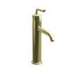 Kohler K-14404-4-AF Vibrant French Gold Purist Tall Single-Control Lavatory Faucet With Smile Design Handle