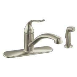 Kohler K-15072-P-BN Vibrant Brushed Nickel Coralais Decorator Kitchen Sink Faucet With Escutcheon, Matching Finish Sidespray And
